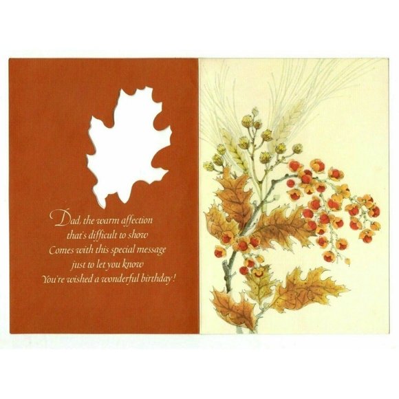 For a Wonderful Dad On His Birthday Greeting Card Leaves Art Paint Vintage Card - Picture 2 of 10